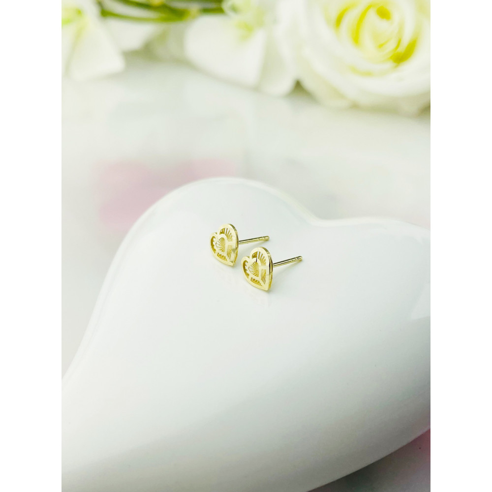 Herz Ohrringe Ohrhänger Ohrstecker Ohrschmuck Gelbgold Paar 585er 14KT