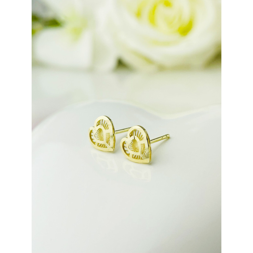 Herz Ohrringe Ohrhänger Ohrstecker Ohrschmuck Gelbgold Paar 585er 14KT