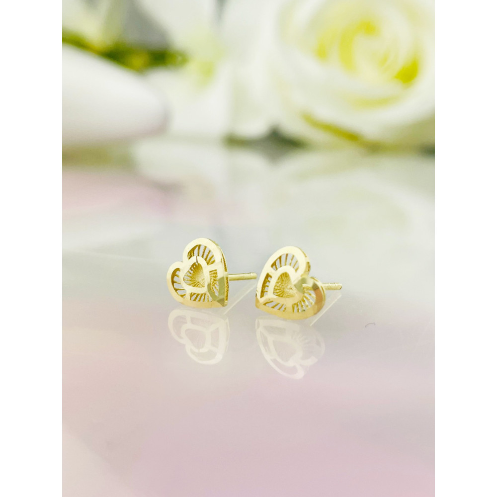 Herz Ohrringe Ohrhänger Ohrstecker Ohrschmuck Gelbgold Paar 585er 14KT
