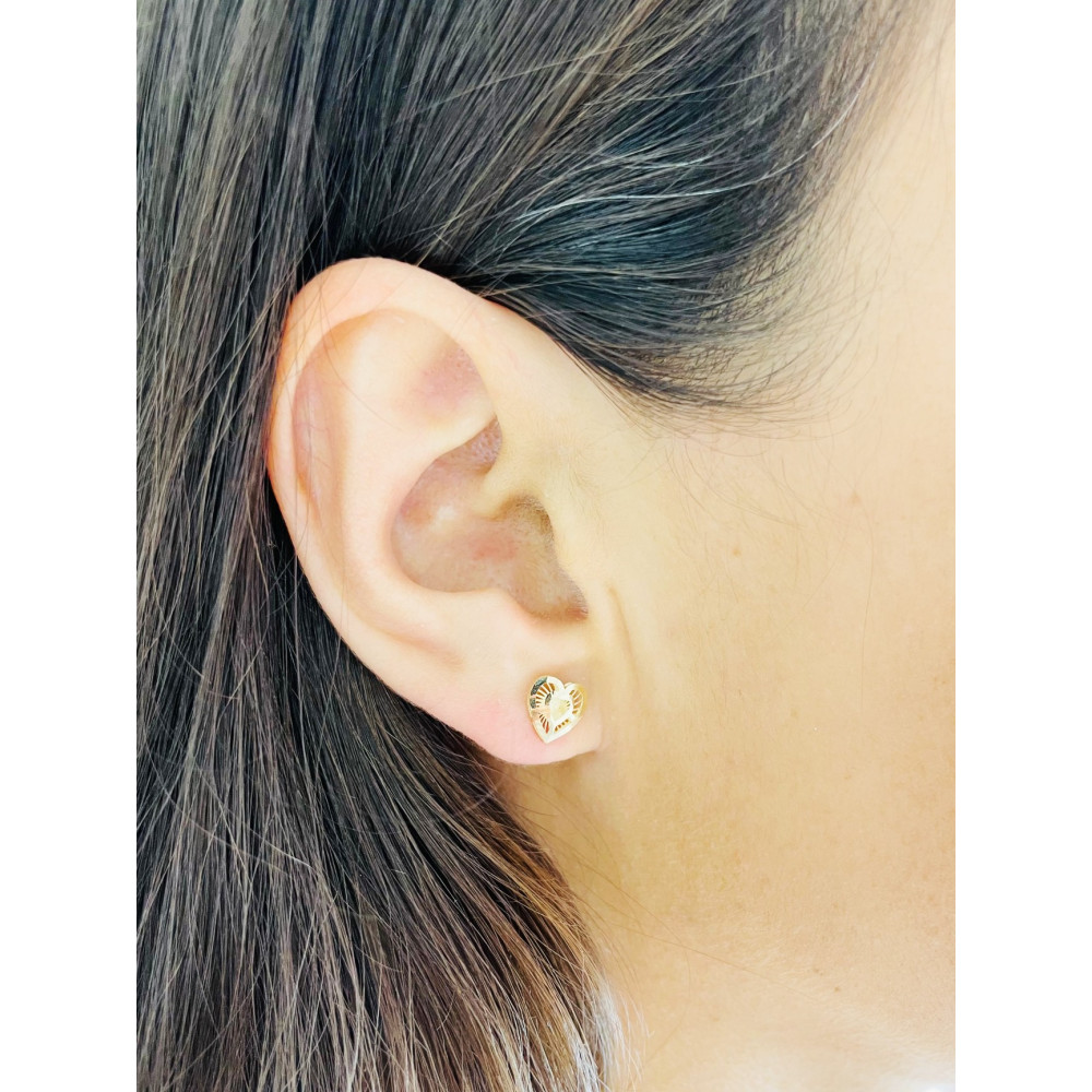 Herz Ohrringe Ohrhänger Ohrstecker Ohrschmuck Gelbgold Paar 585er 14KT