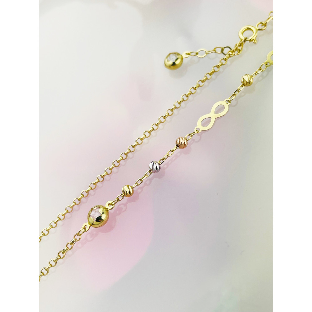 Infinity Halskette goldenes mit Zirkonia Halsband Gelbgold 585er 14KT