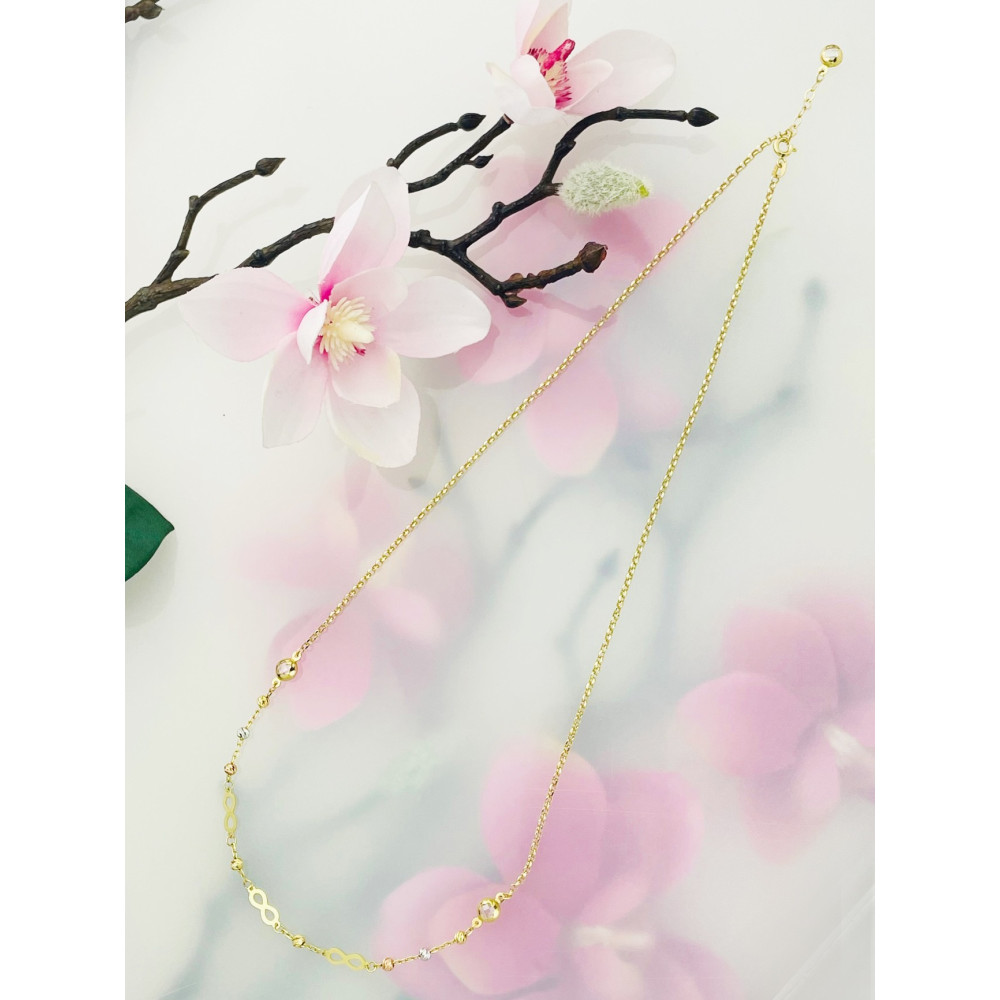 Infinity Halskette goldenes mit Zirkonia Halsband Gelbgold 585er 14KT