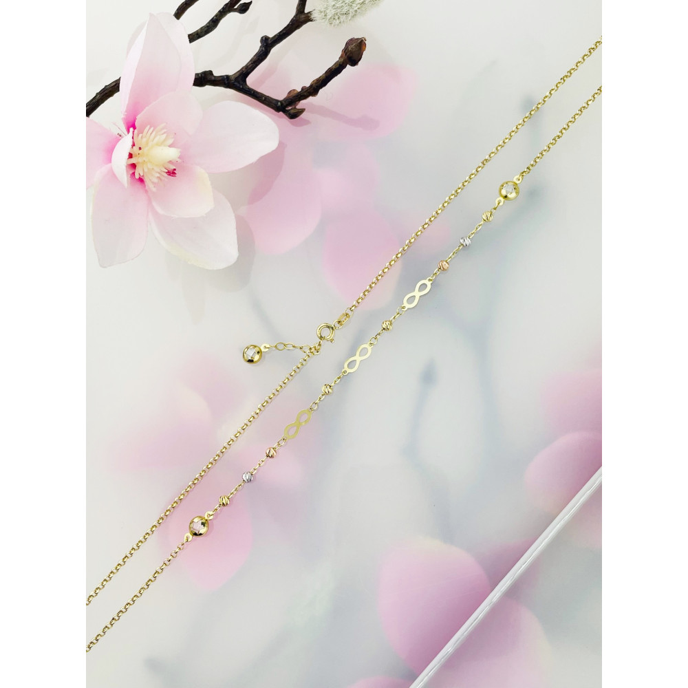 Infinity Halskette goldenes mit Zirkonia Halsband Gelbgold 585er 14KT