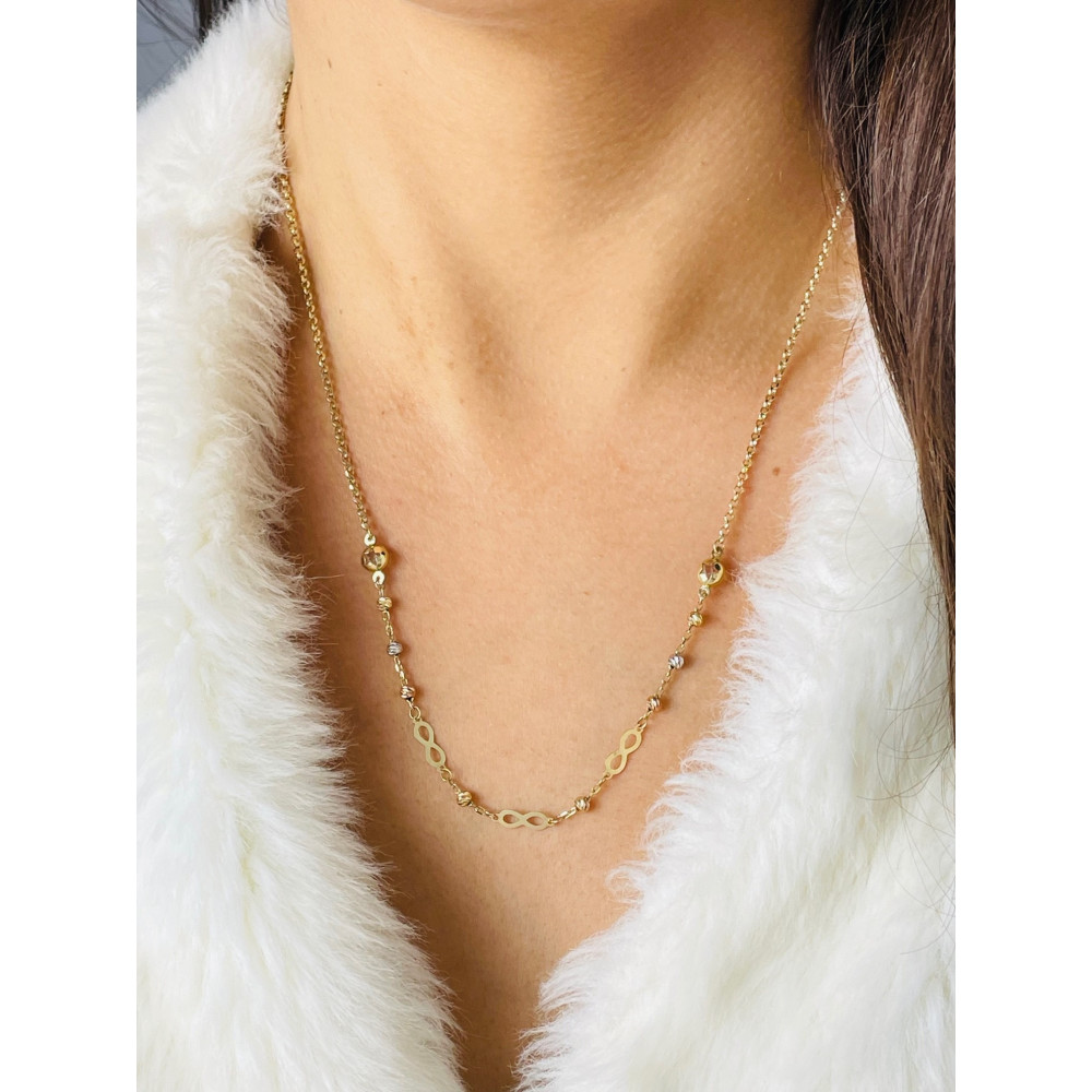 Infinity Halskette goldenes mit Zirkonia Halsband Gelbgold 585er 14KT