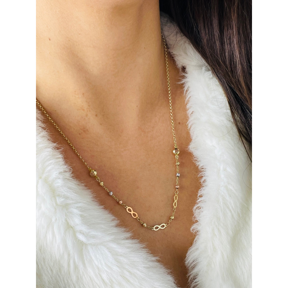 Infinity Halskette goldenes mit Zirkonia Halsband Gelbgold 585er 14KT