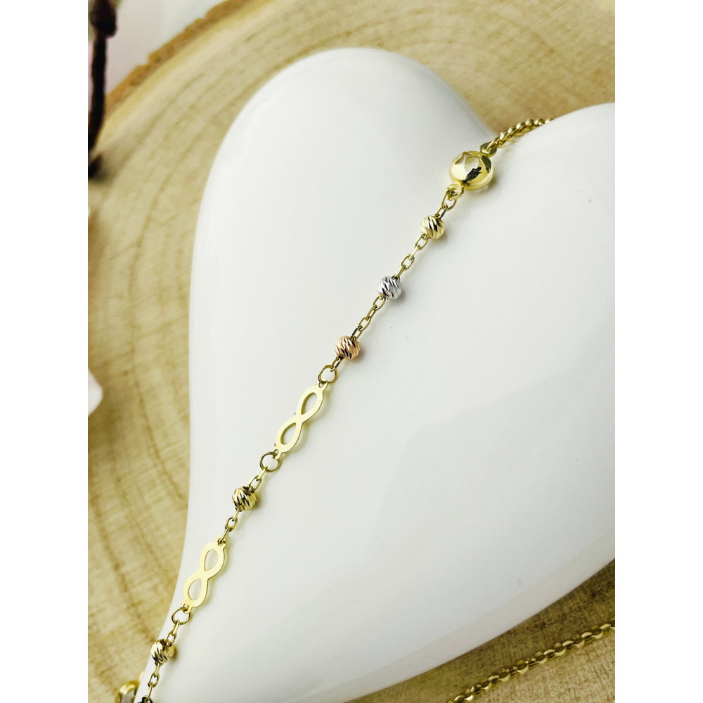 Infinity Halskette goldenes mit Zirkonia Halsband Gelbgold 585er 14KT