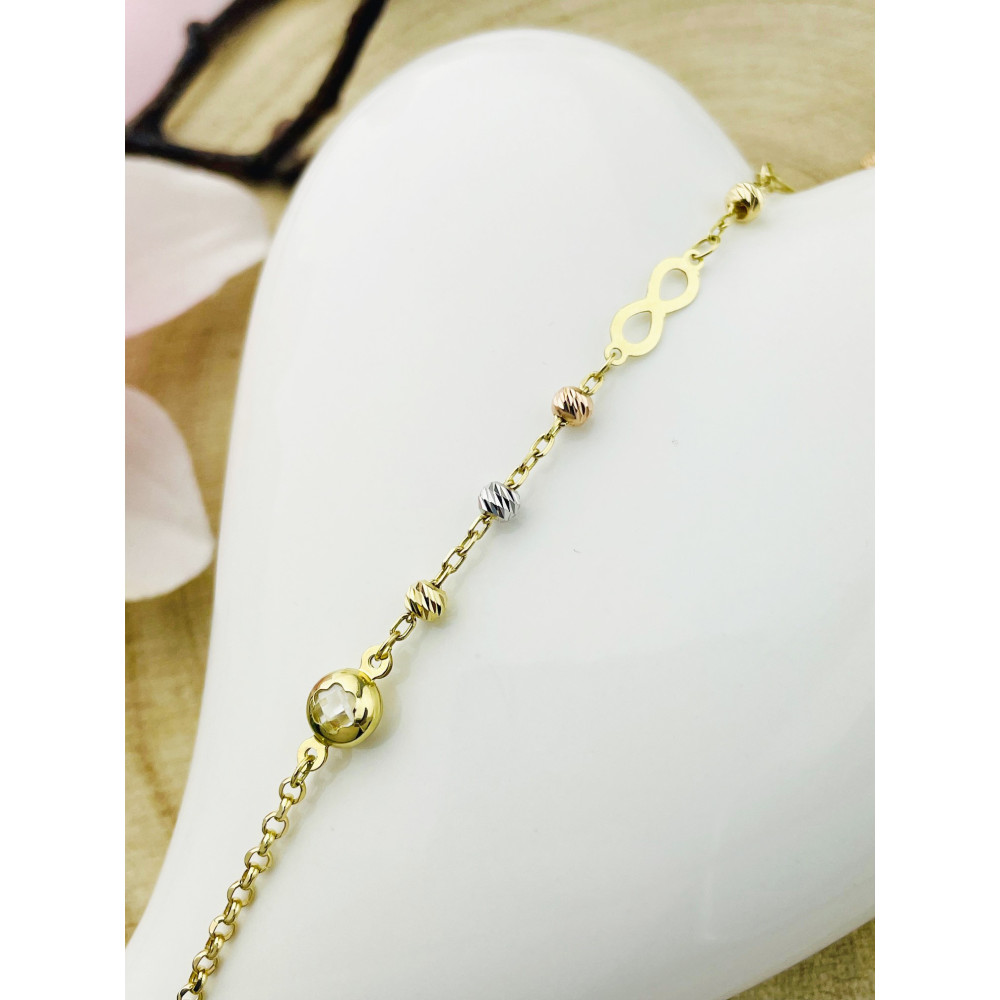Infinity Halskette goldenes mit Zirkonia Halsband Gelbgold 585er 14KT
