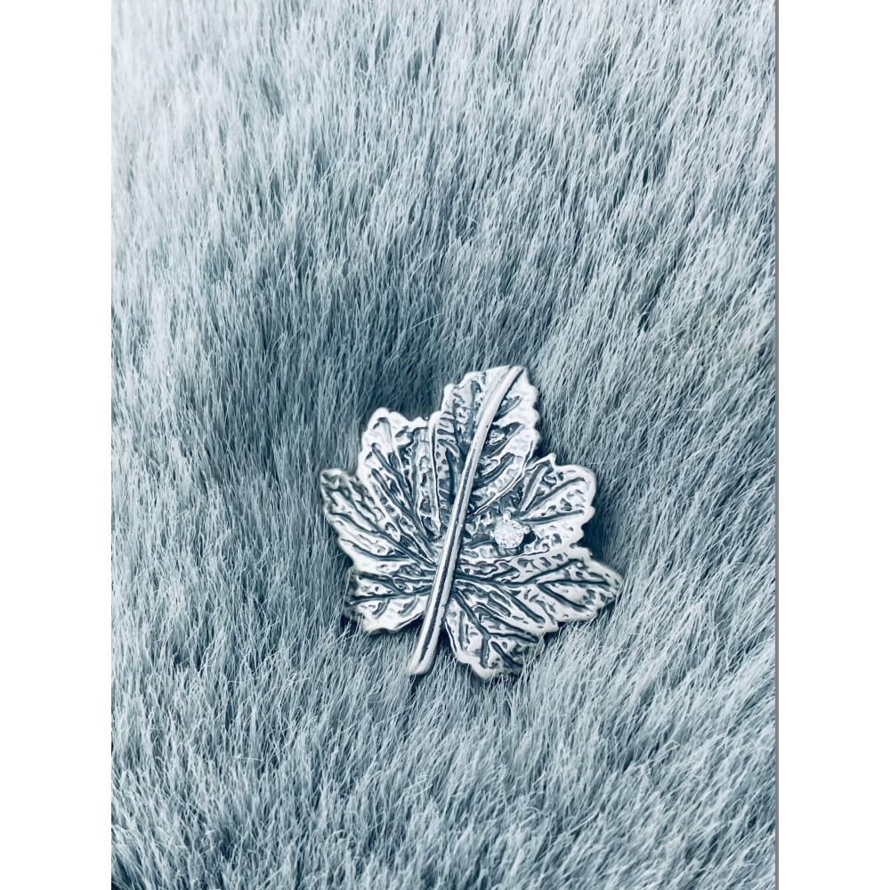 Blatt Sicherheitsnadel Silberbrosche 925 Silber mit Zirkonia