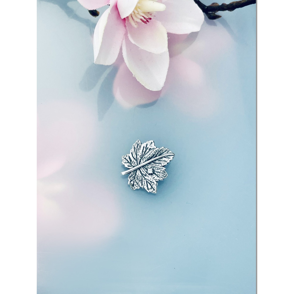 Blatt Sicherheitsnadel Silberbrosche 925 Silber mit Zirkonia