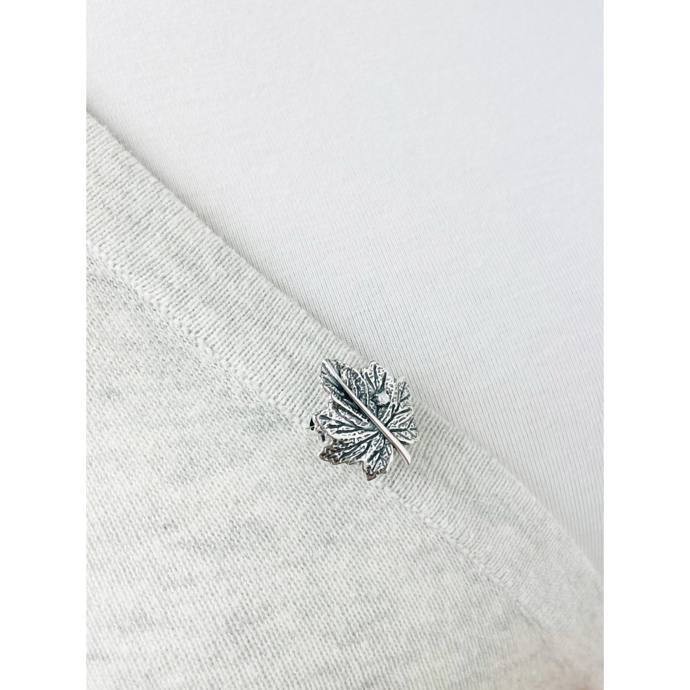 Blatt Sicherheitsnadel Silberbrosche 925 Silber mit Zirkonia