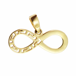 Złota zawieszka wisiorek nieskończoność infinity meander grecka droga
