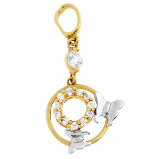 Złota zawieszka wisiorek fantazyjny dwukolorowy