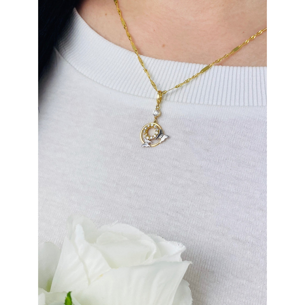 Złota zawieszka wisiorek fantazyjny dwukolorowy