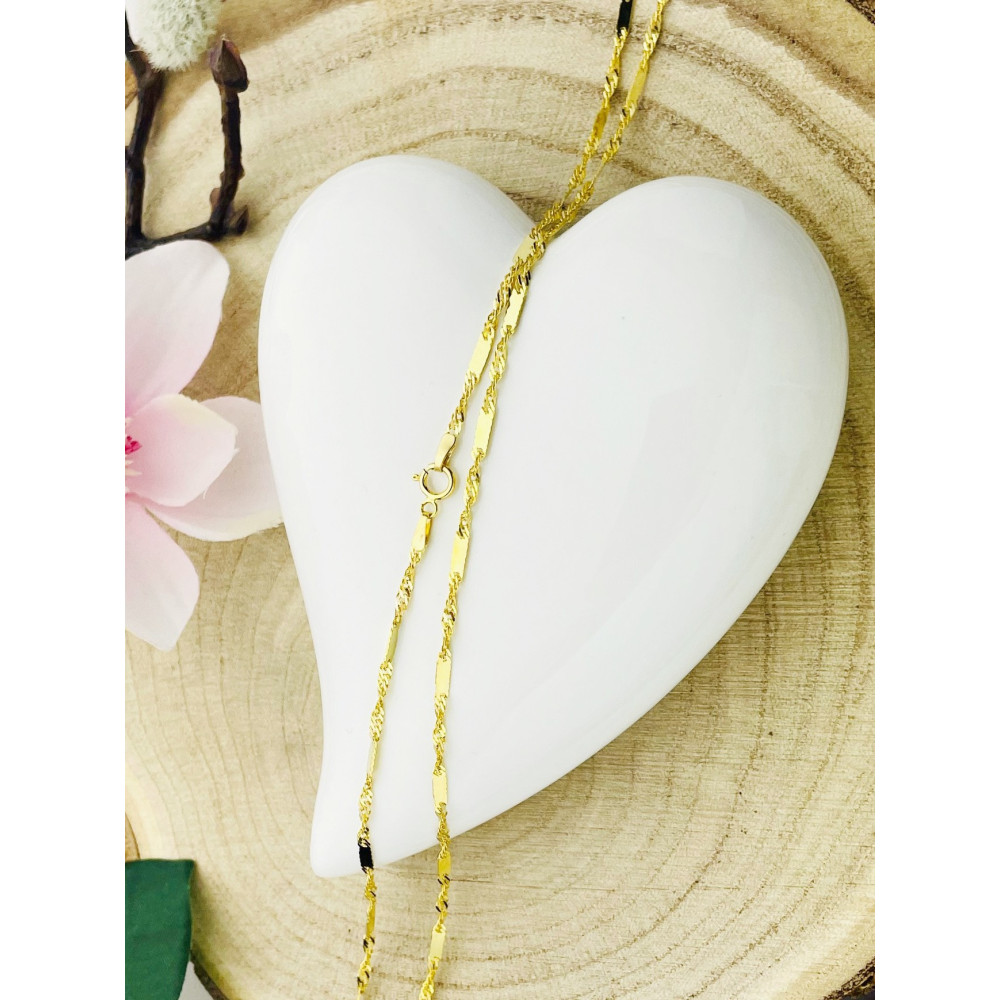 Złoty łańcuszek Singapure Magic z blaszką