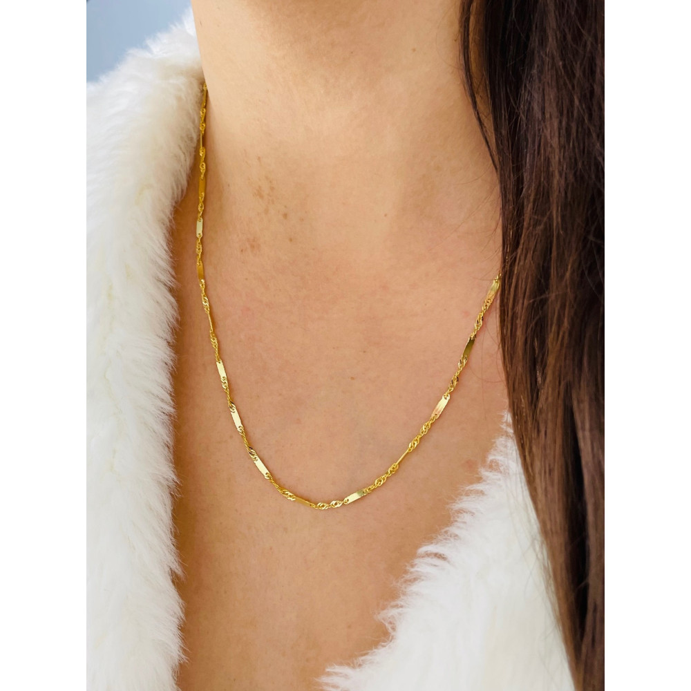 Goldkette Halskette Gelbgold Singapur Magic Platte 585er 14KT