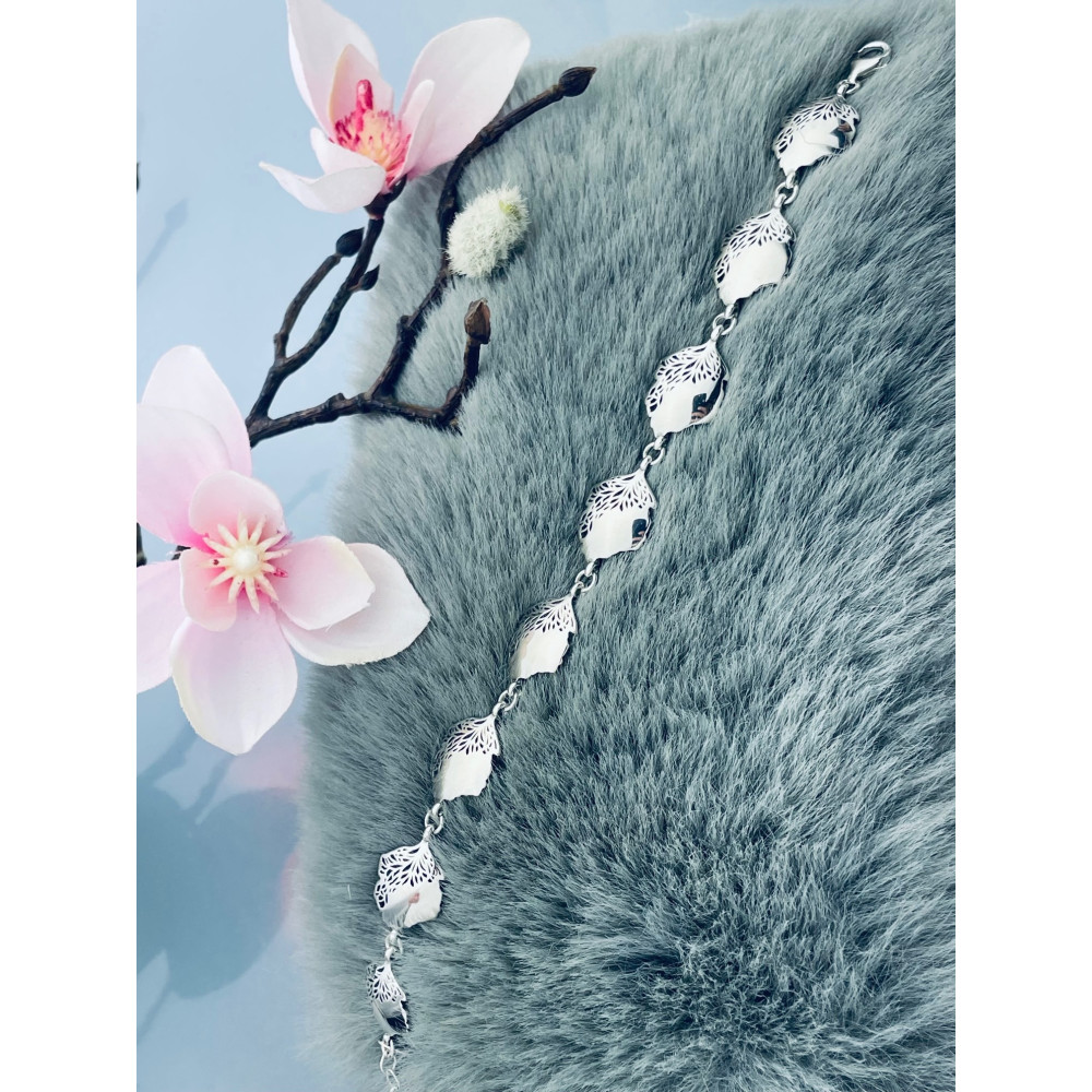 Blatt Armband 925 Silber Damen