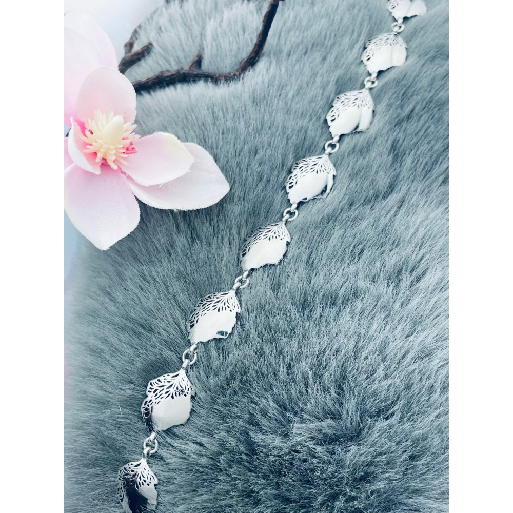 Blatt Armband 925 Silber Damen