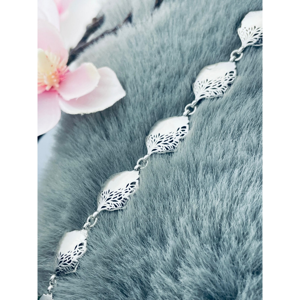 Blatt Armband 925 Silber Damen