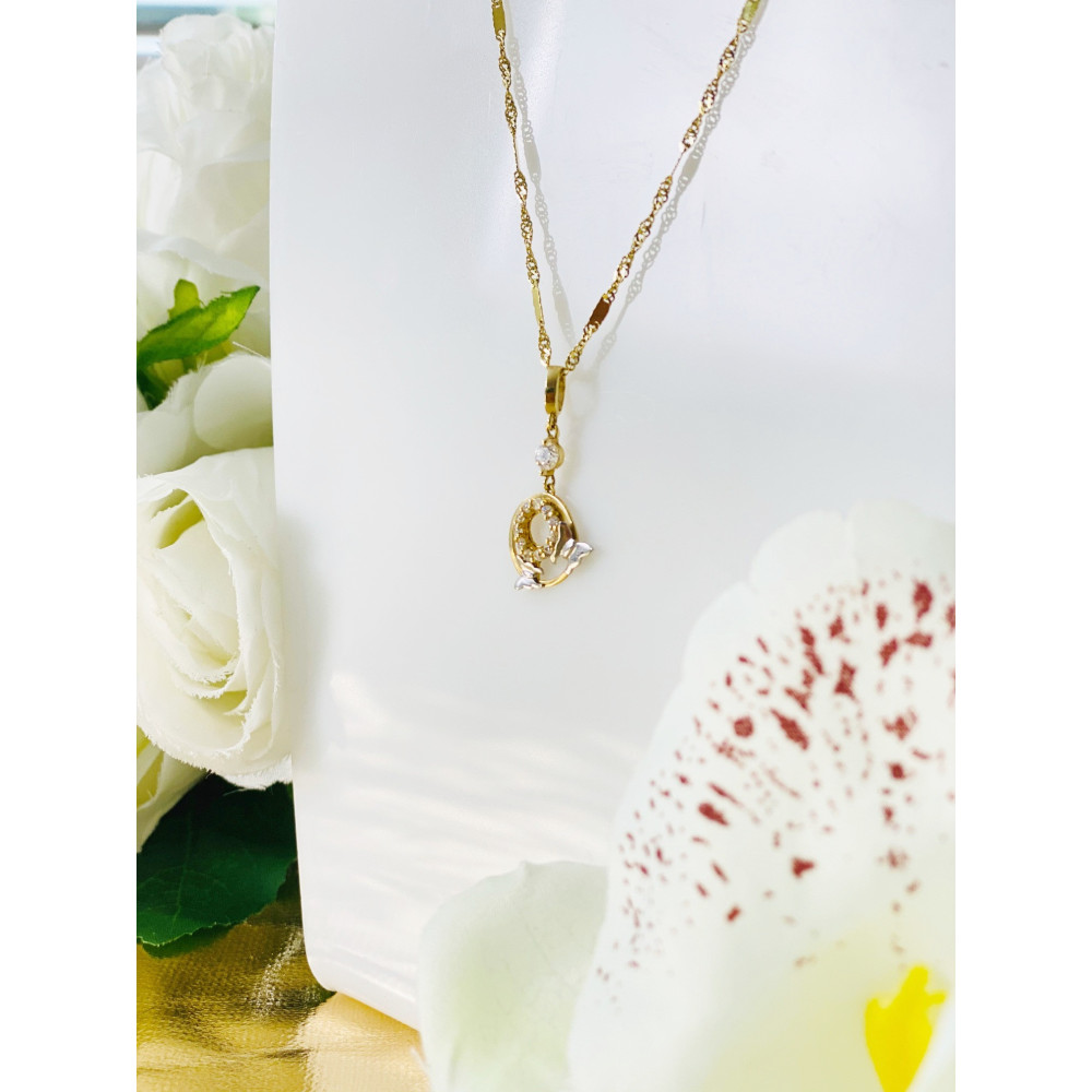 Złota zawieszka wisiorek fantazyjny dwukolorowy