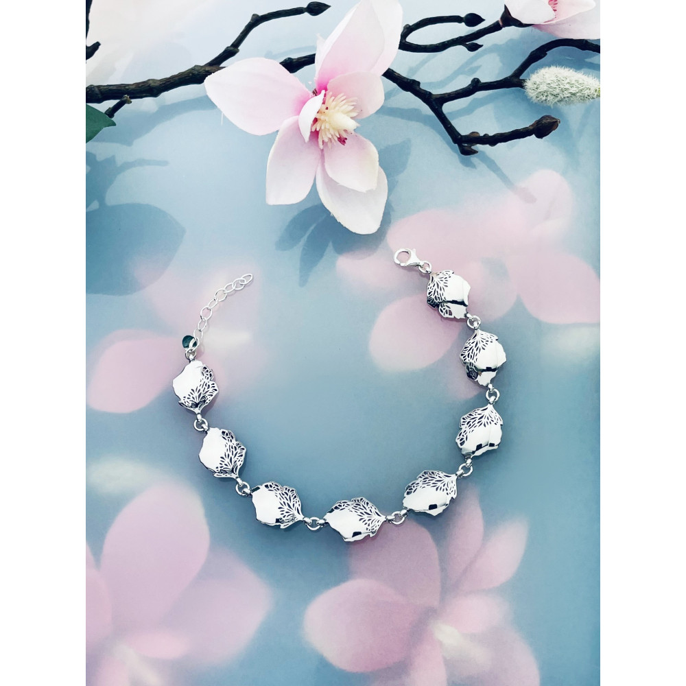 Blatt Armband 925 Silber Damen