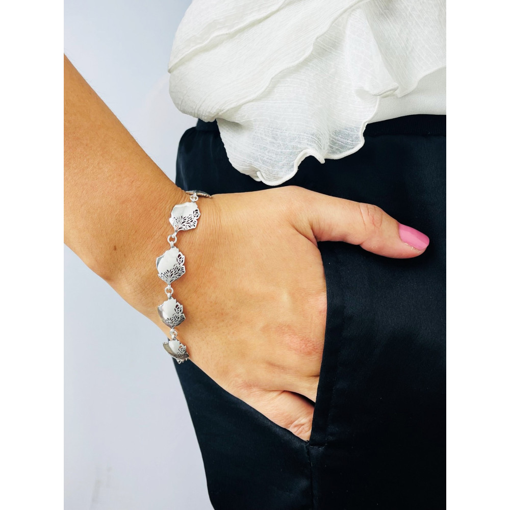 Blatt Armband 925 Silber Damen