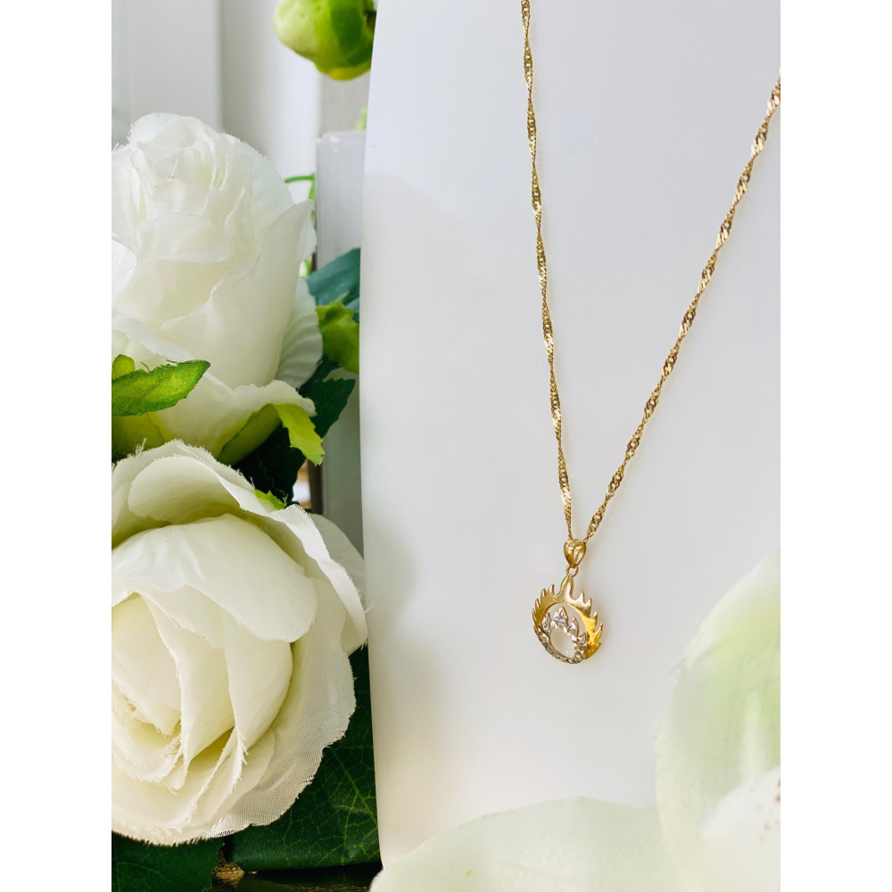 Złota zawieszka wisiorek fantazyjny ognik