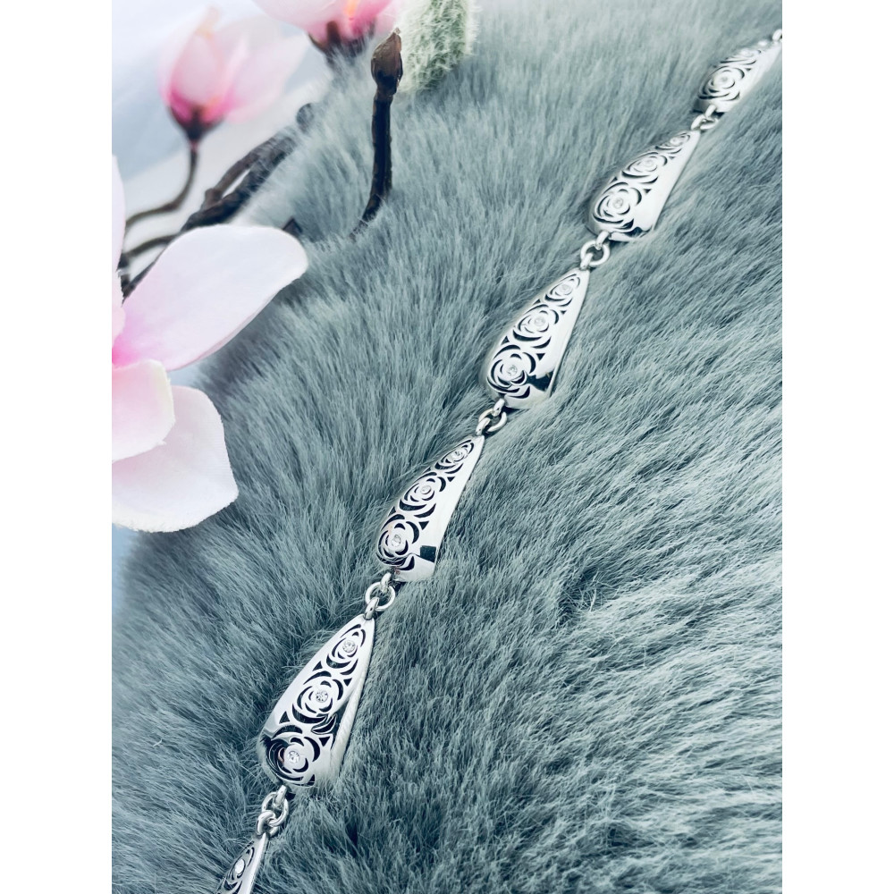 Rose Armband 925 Silber mit Zirkonia Damen