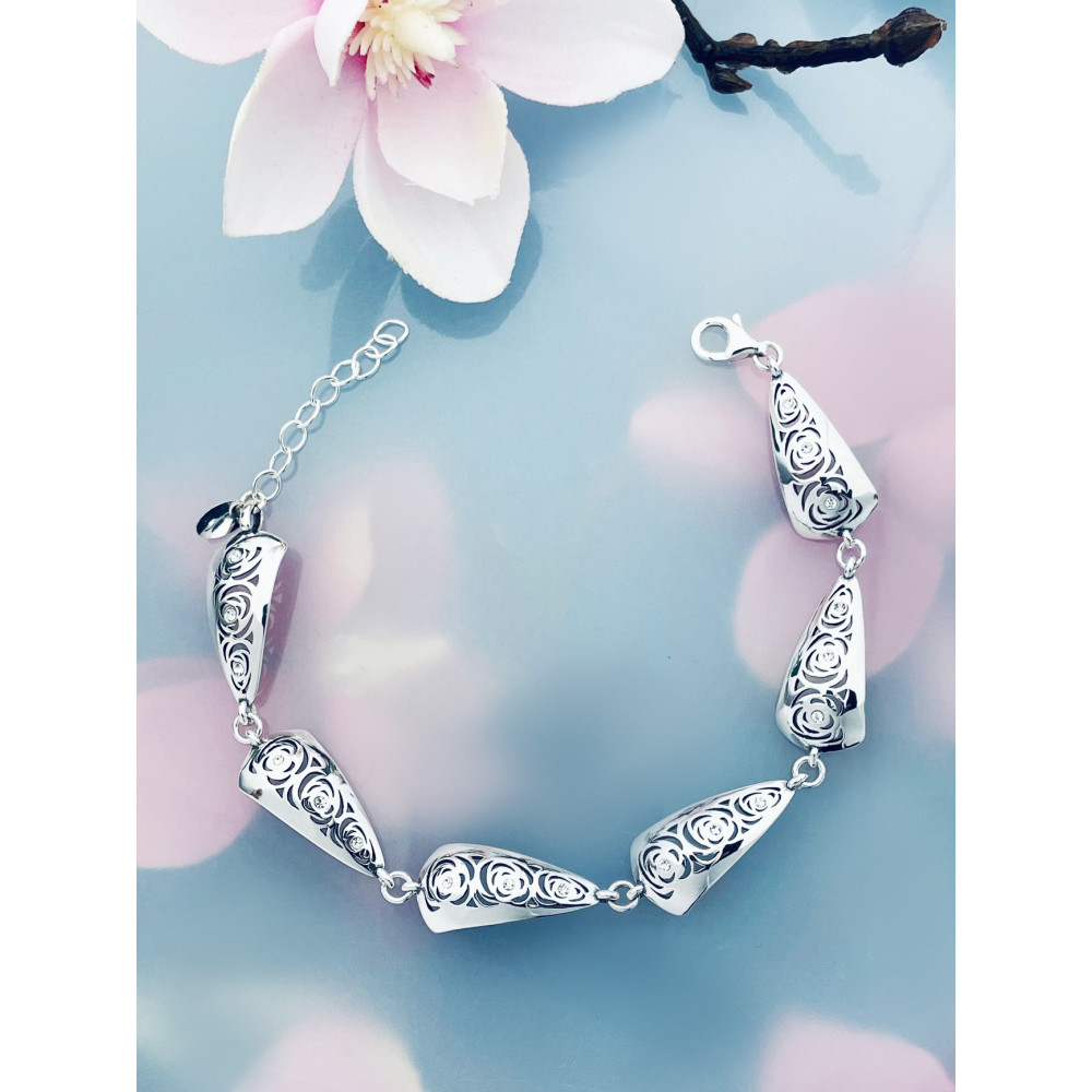 Rose Armband 925 Silber mit Zirkonia Damen