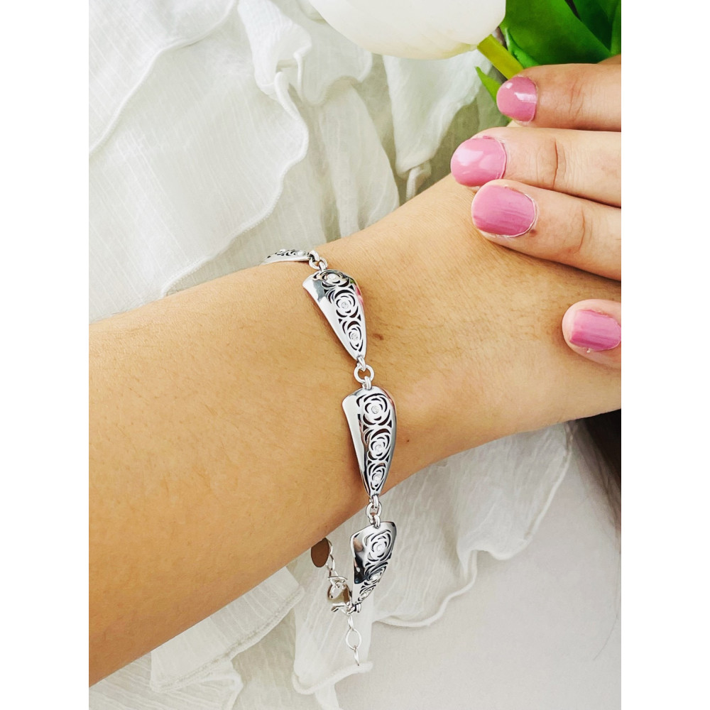 Rose Armband 925 Silber mit Zirkonia Damen