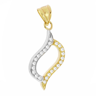 Złota zawieszka łezka dwukolorowa