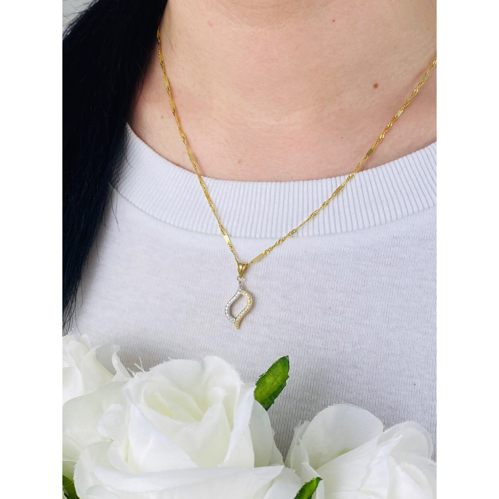 Złota zawieszka łezka dwukolorowa