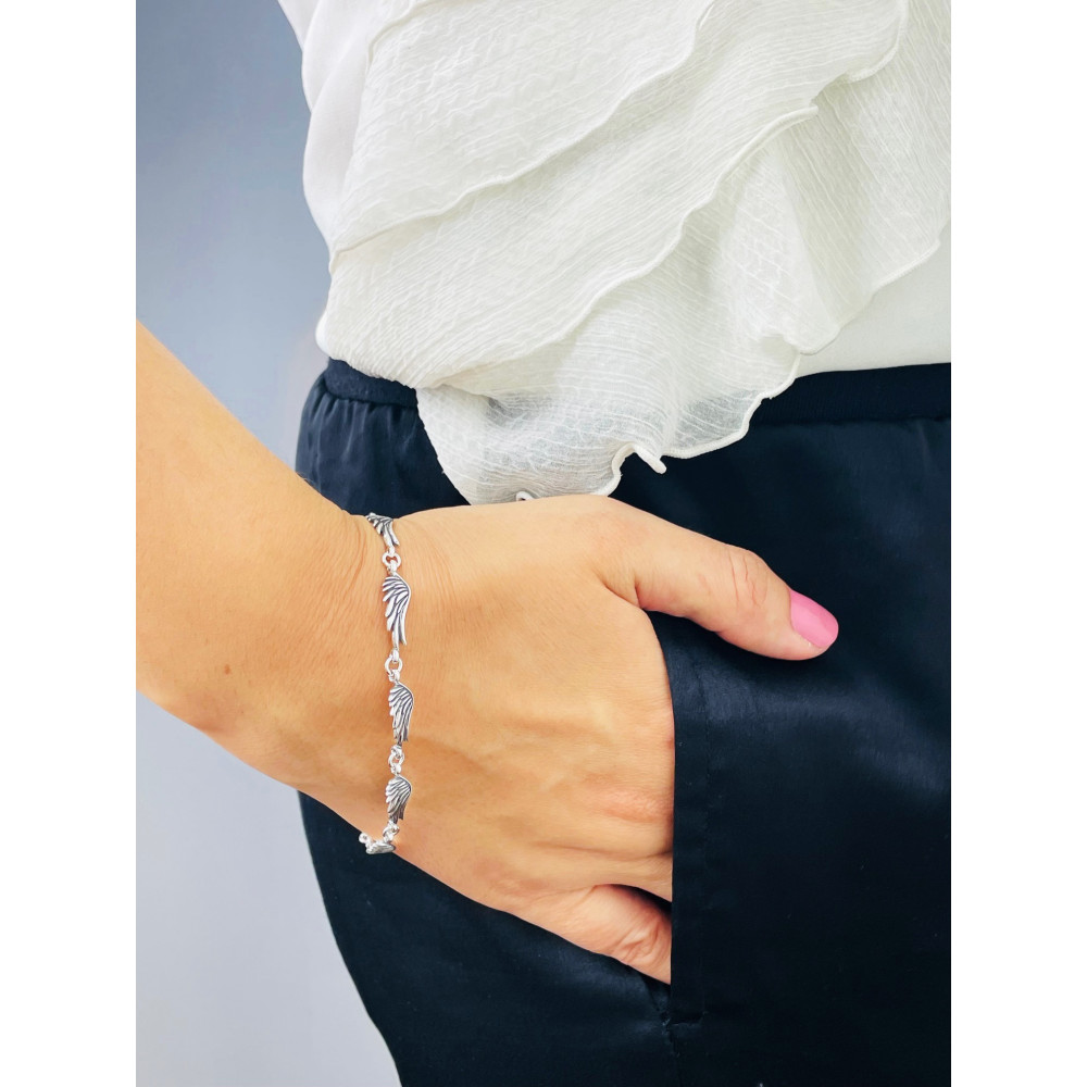 Flügel Armband 925 Silber Damen