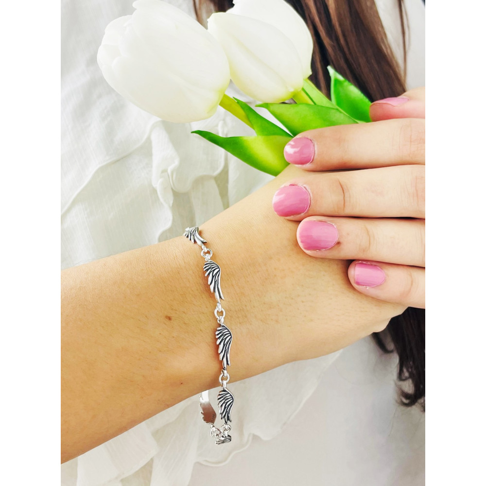 Flügel Armband 925 Silber Damen