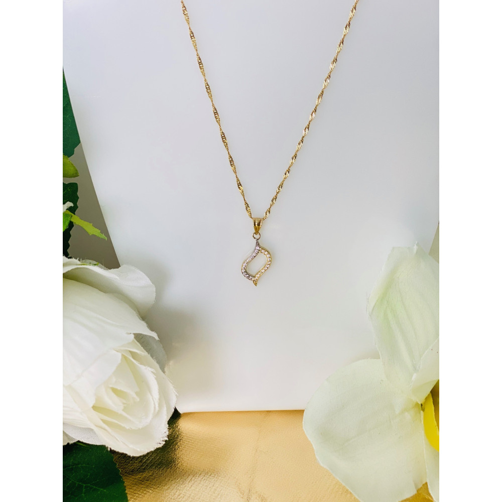 Złota zawieszka łezka dwukolorowa