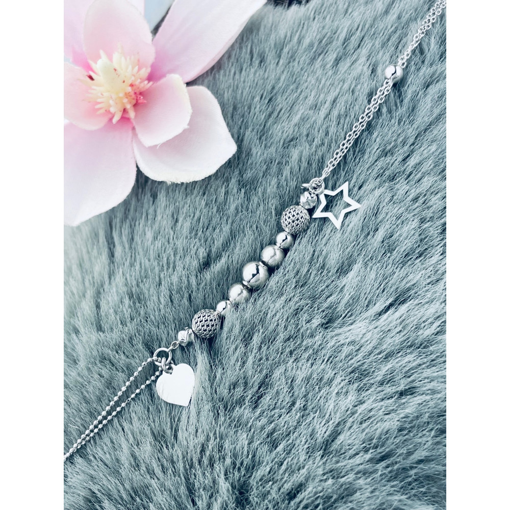 Kugel Herz Stern Armband 925 Silber Damen Kinder