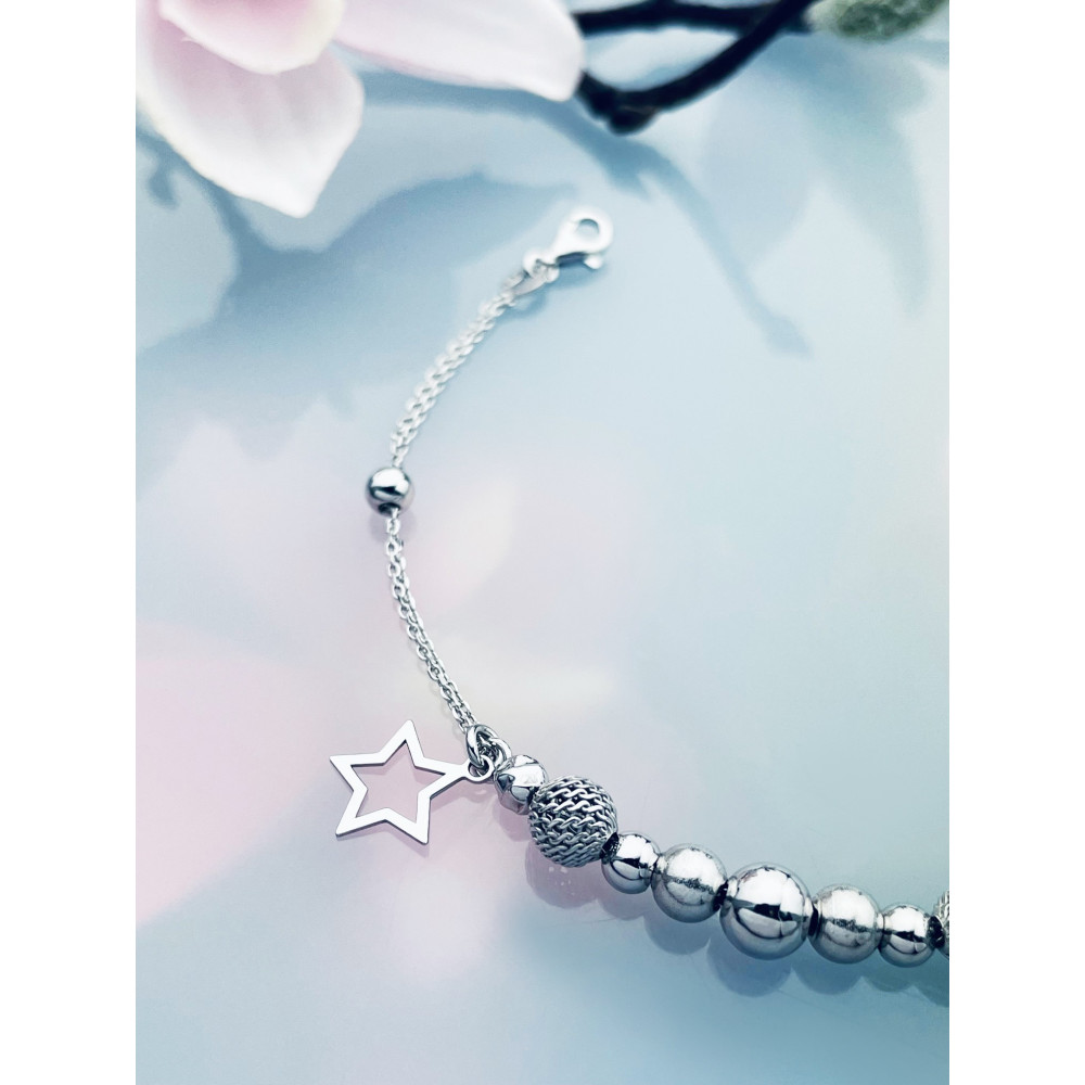 Kugel Herz Stern Armband 925 Silber Damen Kinder