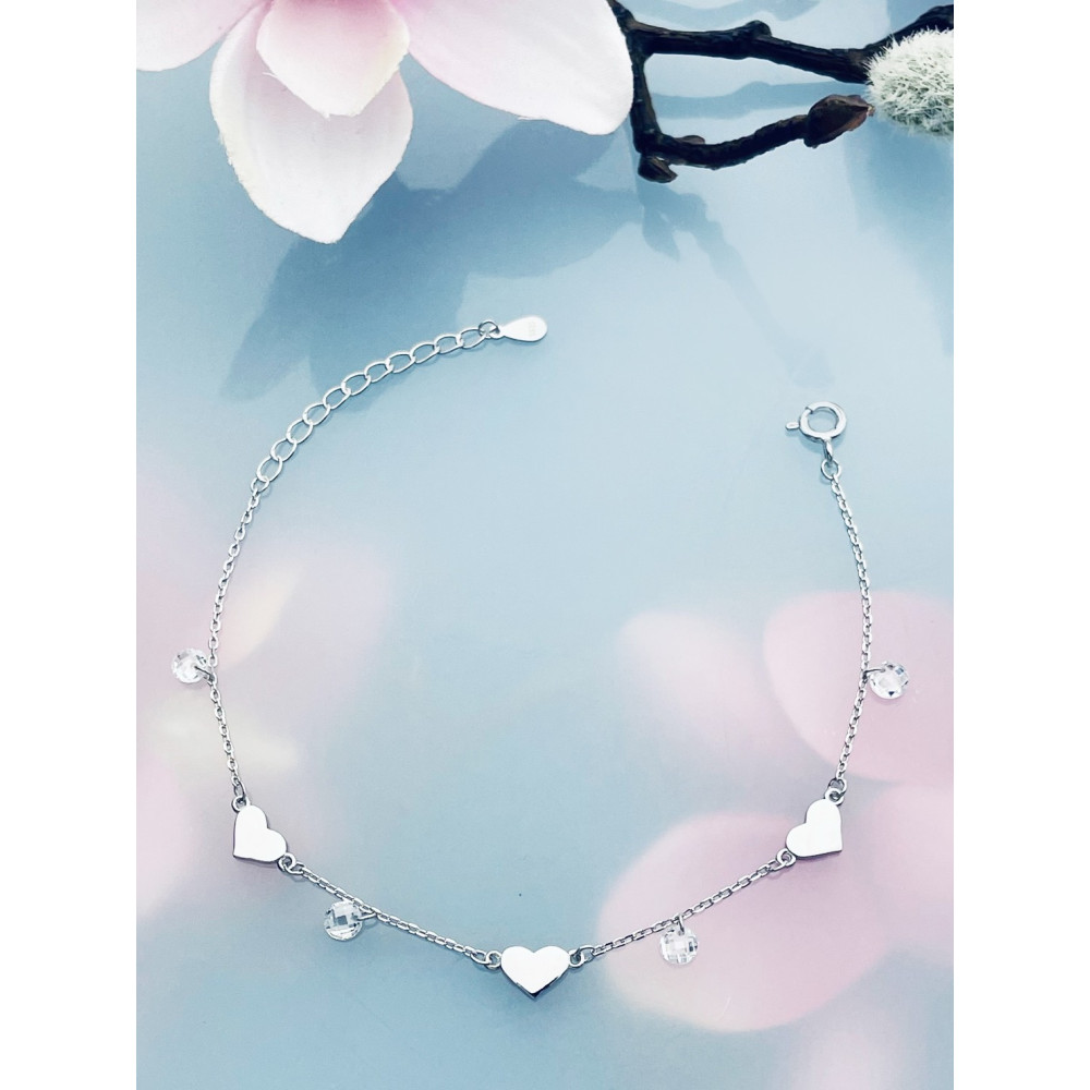 Herz Armband 925 Silber mit Zirkonia Damen Kinder