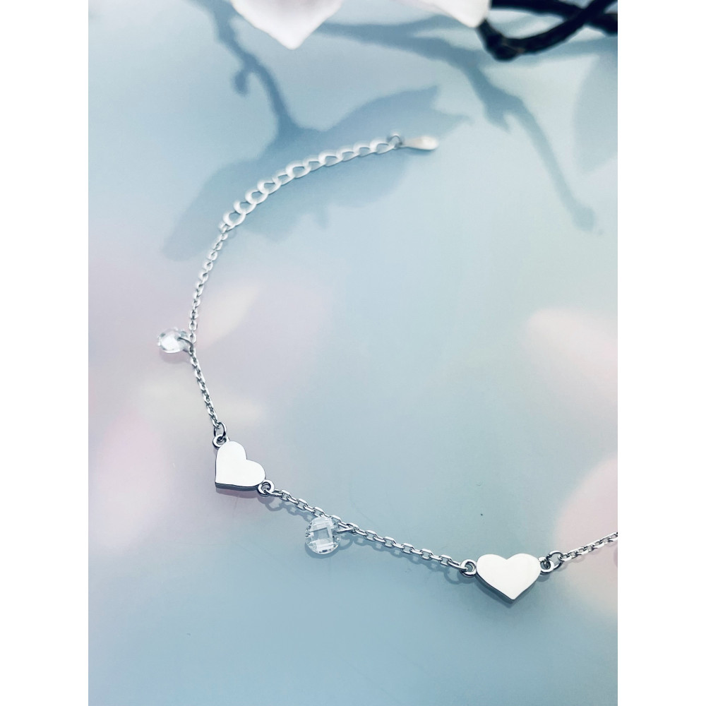 Herz Armband 925 Silber mit Zirkonia Damen Kinder