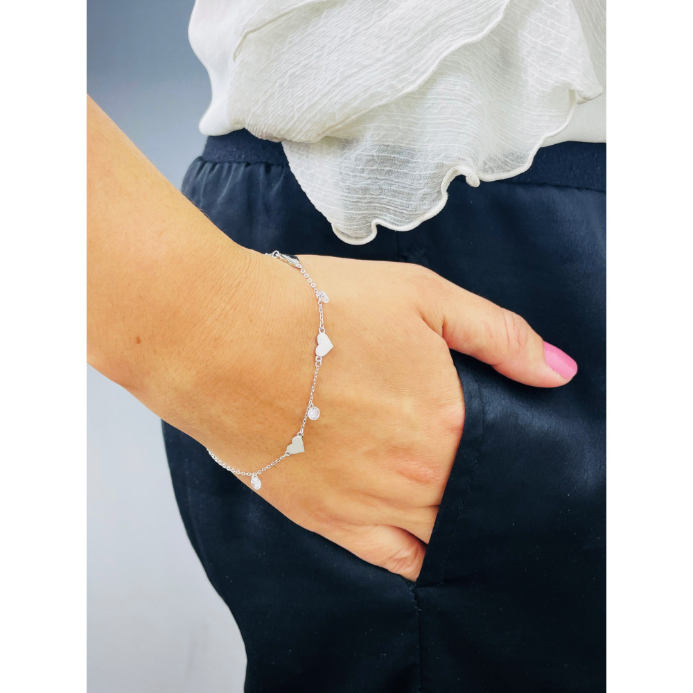 Herz Armband 925 Silber mit Zirkonia Damen Kinder