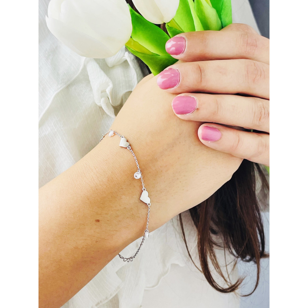 Herz Armband 925 Silber mit Zirkonia Damen Kinder