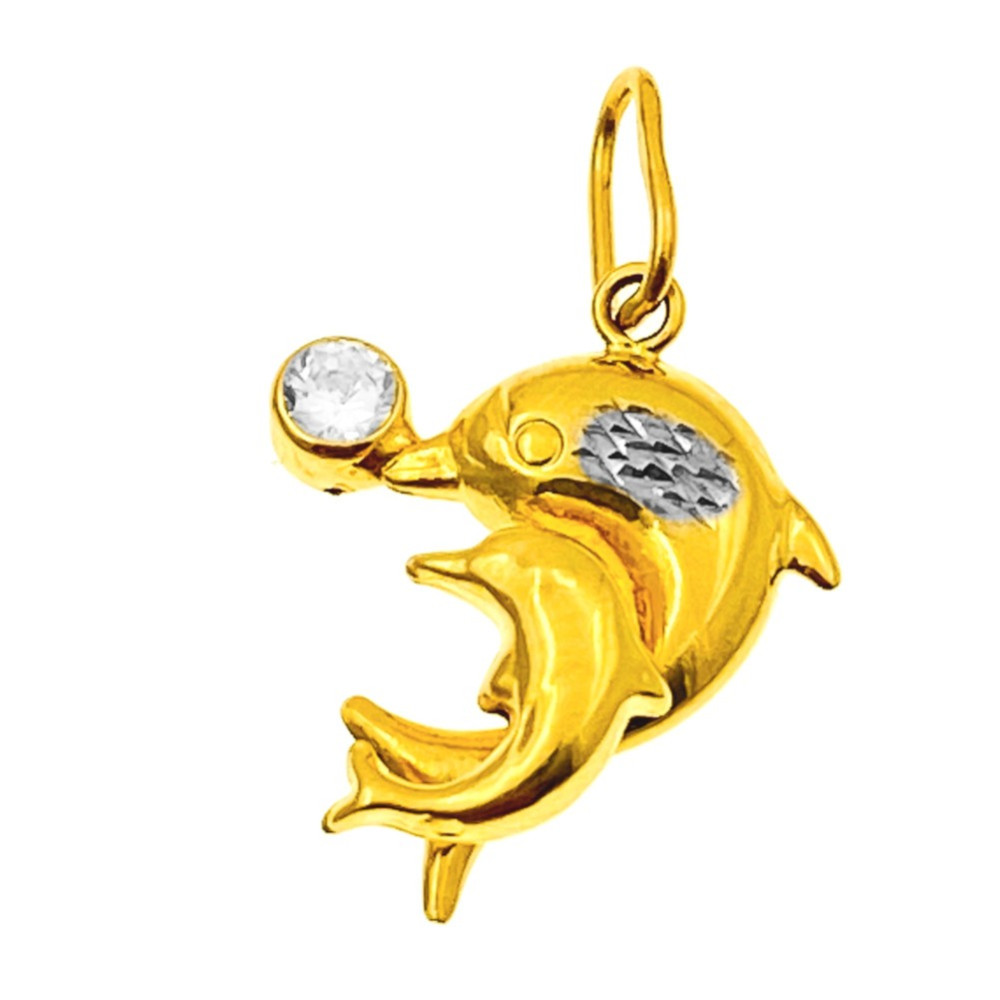 Złota zawieszka wisiorek delfiny