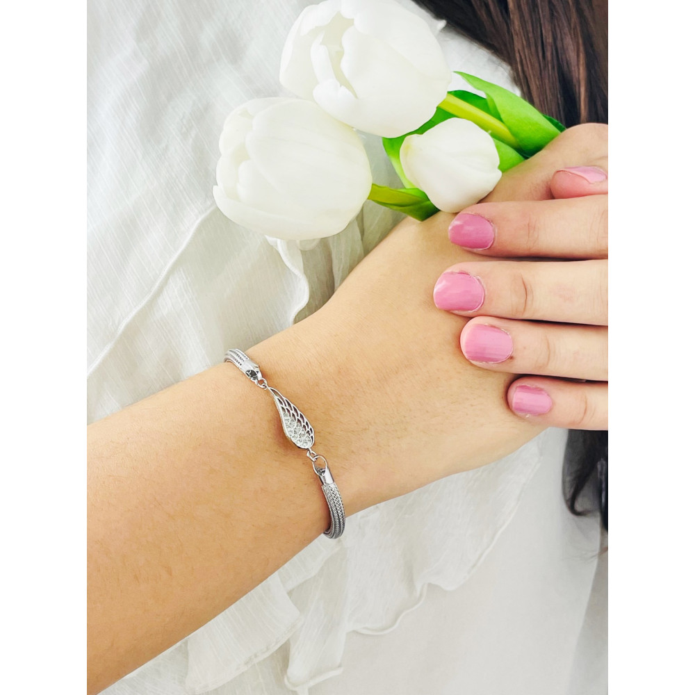 Flügel Armband 925 Silber mit Zirkonia Damen Kinder
