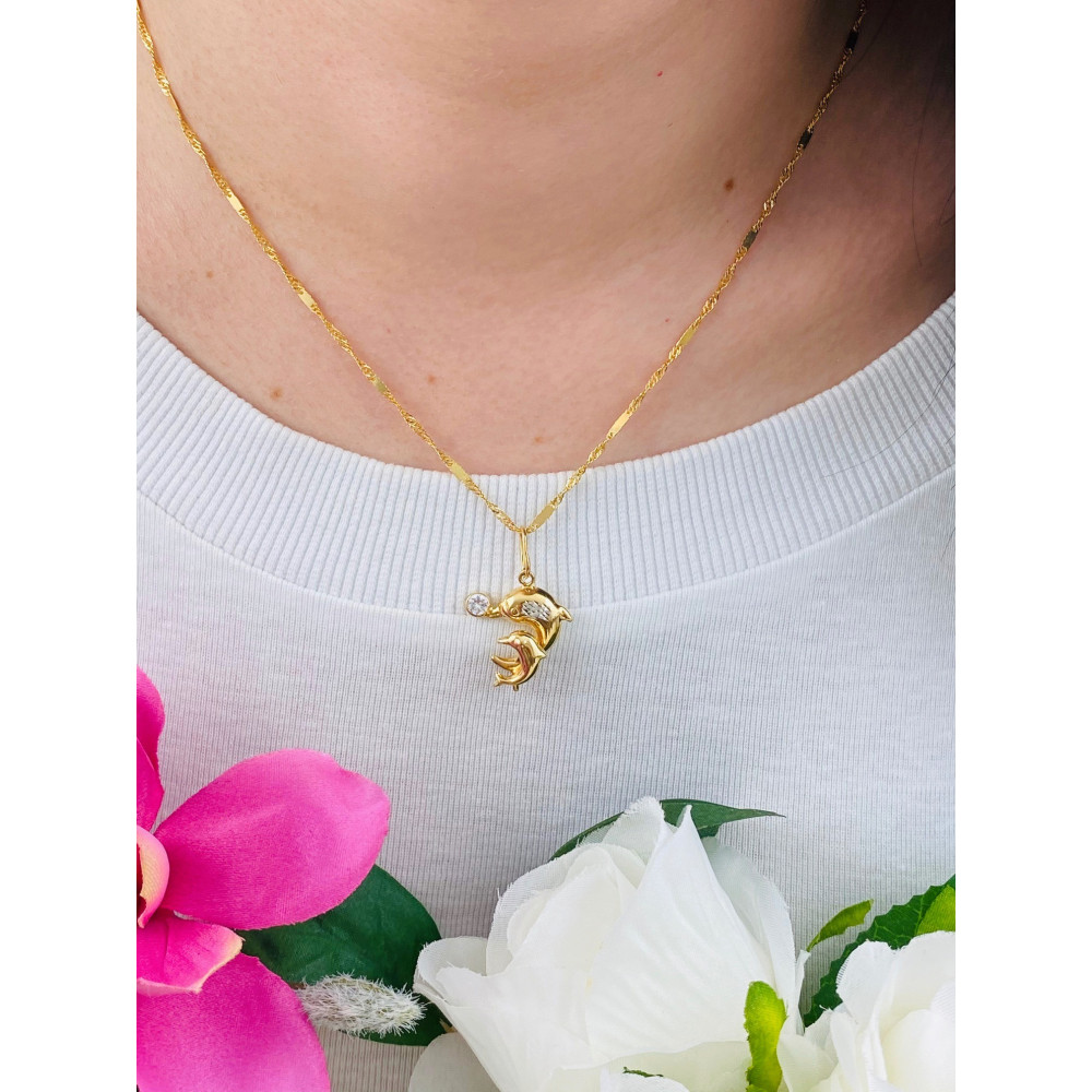 Złota zawieszka wisiorek delfiny