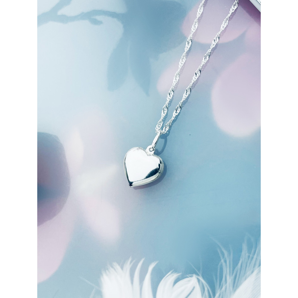 Silber Damen Medaillon Anhänger Herz