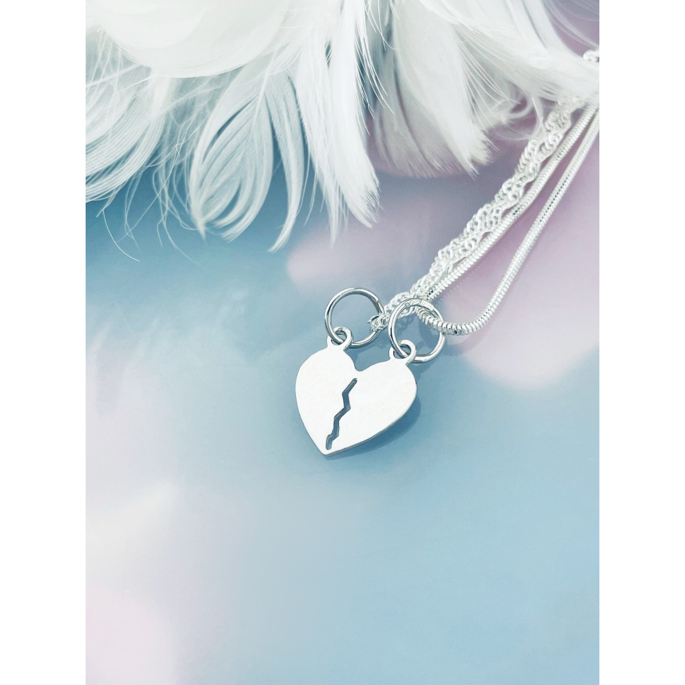 Srebrny wisiorek zawieszka serce dla dwojga do przełamania