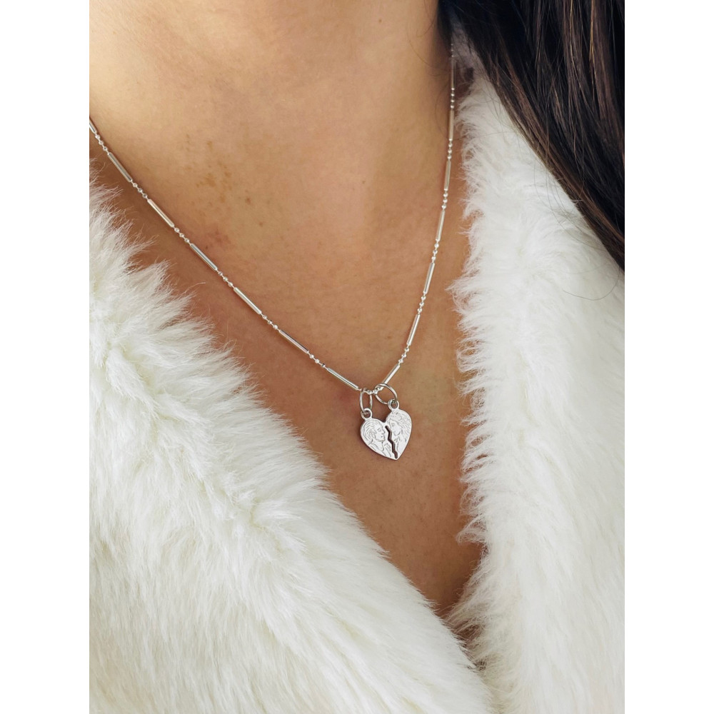 Srebrny wisiorek zawieszka serce dla dwojga do przełamania