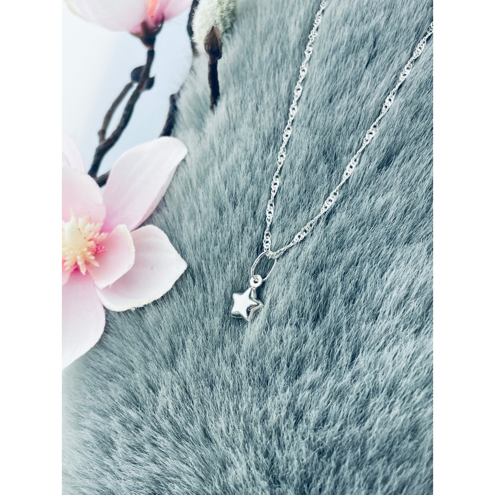 Silber Damen Medaillon Anhänger Stern