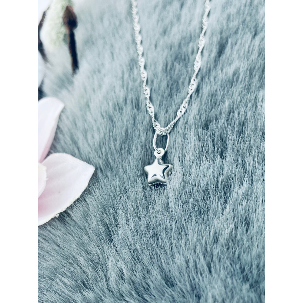 Silber Damen Medaillon Anhänger Stern