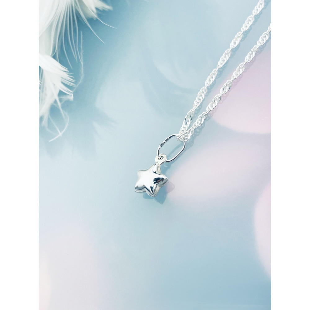 Silber Damen Medaillon Anhänger Stern