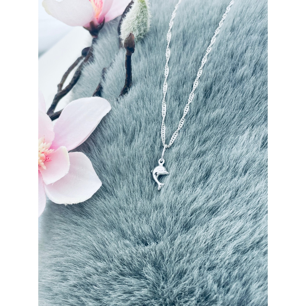 Silber Damen Medaillon Anhänger Delfin